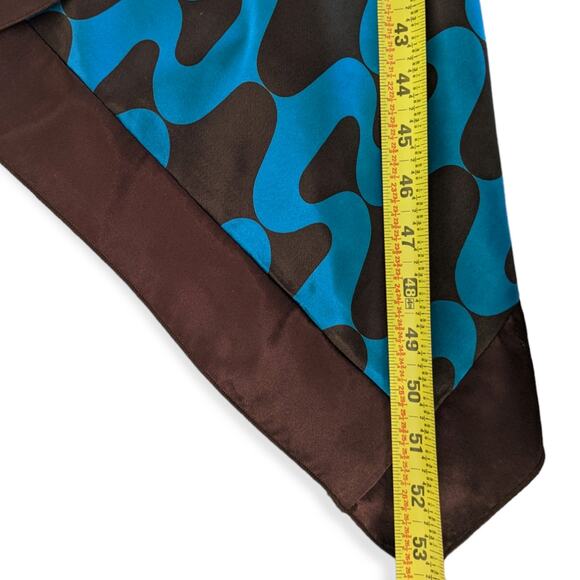 Ruched Y2K Ocean Ogee Scarf Hem Asymmetrical Satin Dress - Picture 9 of 12